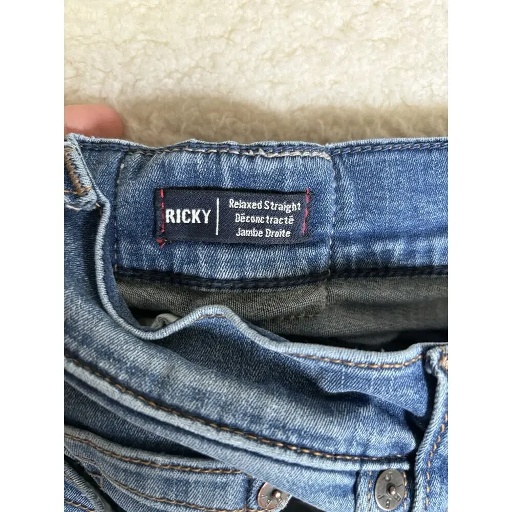 True Religion Ricky Jeans Mens 34x33 Blue Relaxed Fit Straight Leg Pocket READ
